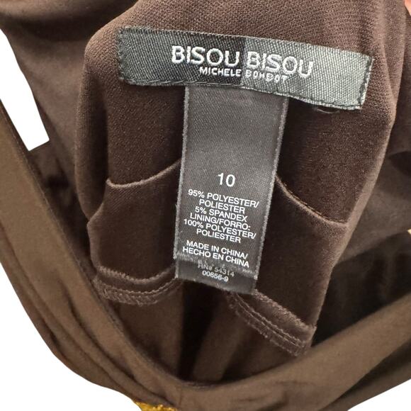 148. Bisou Bisou Michele Bohbot Size 10 Beaded Brown Sleeveless Dress - Picture 5 of 6